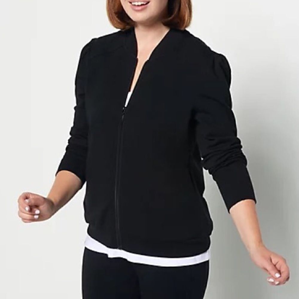 Denim & Co. Active French Terry Zip-Front Bomber Jacket